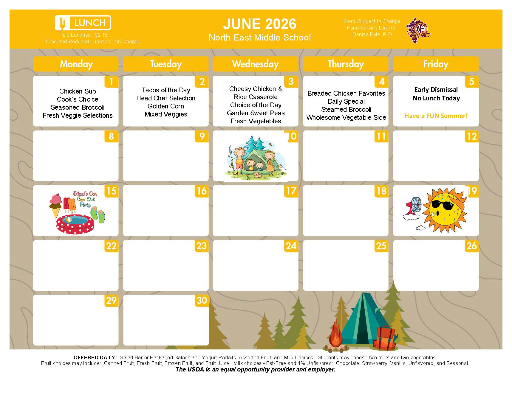 NEMS June Lunch Menu